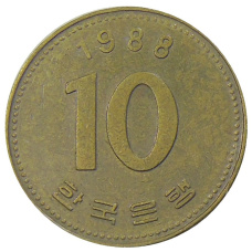 Монета 10 вон 1988 года Южная Корея (аверс)