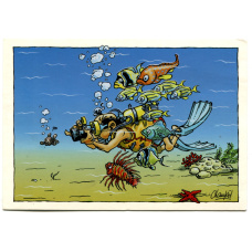 Открытка Водолаз фотографирует рыбку (Aquacard) (аверс)