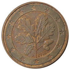 Монета 5 евроцентов 2002 года J Германия (аверс)