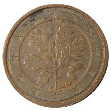 Монета 2 евроцента 2002 года A Германия (аверс)