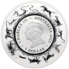 Монета 1 доллар 2025 года Австралия «Китайский гороскоп — Год змеи» (реверс)
