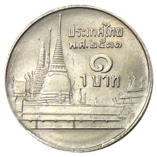 Монета 1 бат 1988 года Таиланд (аверс)