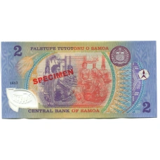 Банкнота 2 тала 1990 года Самоа — Образец (реверс)