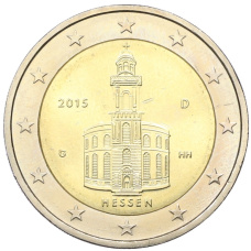 Монета 2 евро 2015 года G Германия «Федеральные земли Германии — Гессен (Церковь Святого Павла во Франкфурт-на-Майне)» (аверс)