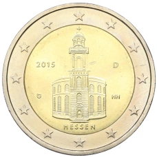 Монета 2 евро 2015 года G Германия «Федеральные земли Германии — Гессен (Церковь Святого Павла во Франкфурт-на-Майне)» (аверс)