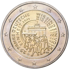 Монета 2 евро 2015 года D Германия «25 лет объединению Германии» (аверс)