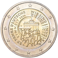 Монета 2 евро 2015 года G Германия «25 лет объединению Германии» (аверс)