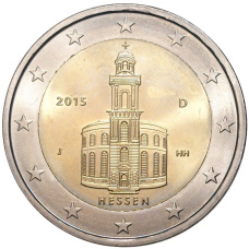 Монета 2 евро 2015 года J Германия «Федеральные земли Германии — Гессен (Церковь Святого Павла во Франкфурт-на-Майне)» (аверс)
