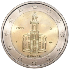 Монета 2 евро 2015 года J Германия «Федеральные земли Германии — Гессен (Церковь Святого Павла во Франкфурт-на-Майне)» (аверс)