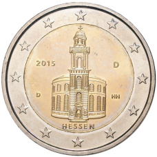 Монета 2 евро 2015 года D Германия «Федеральные земли Германии — Гессен (Церковь Святого Павла во Франкфурт-на-Майне)» (аверс)