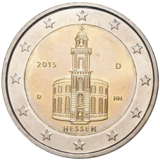 Монета 2 евро 2015 года D Германия «Федеральные земли Германии — Гессен (Церковь Святого Павла во Франкфурт-на-Майне)» (аверс)