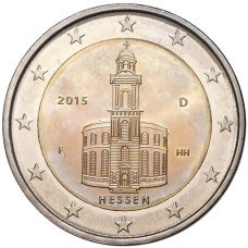 Монета 2 евро 2015 года F Германия «Федеральные земли Германии — Гессен (Церковь Святого Павла во Франкфурт-на-Майне)» (аверс)