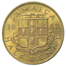 Монета 1/2 пенни 1963 года Ямайка (аверс)