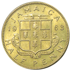 Монета 1/2 пенни 1963 года Ямайка (аверс)