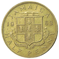 Монета 1/2 пенни 1963 года Ямайка (аверс)