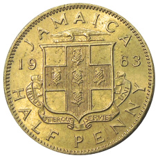 Монета 1/2 пенни 1963 года Ямайка (аверс)