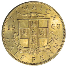 Монета 1/2 пенни 1963 года Ямайка (аверс)