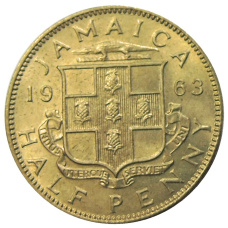 Монета 1/2 пенни 1963 года Ямайка (аверс)