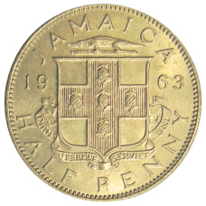 Монета 1/2 пенни 1963 года Ямайка (аверс)