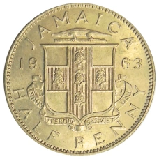 Монета 1/2 пенни 1963 года Ямайка (аверс)