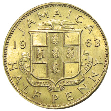Монета 1/2 пенни 1963 года Ямайка (аверс)