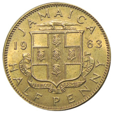 Монета 1/2 пенни 1963 года Ямайка (аверс)