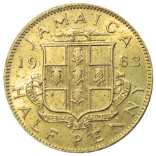 Монета 1/2 пенни 1963 года Ямайка (аверс)