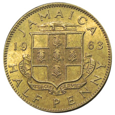 Монета 1/2 пенни 1963 года Ямайка (аверс)
