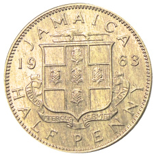 Монета 1/2 пенни 1963 года Ямайка (аверс)