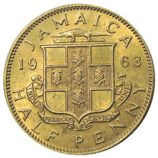 Монета 1/2 пенни 1963 года Ямайка (аверс)