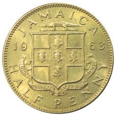 Монета 1/2 пенни 1963 года Ямайка (аверс)