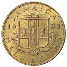 Монета 1/2 пенни 1963 года Ямайка (аверс)