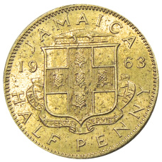 Монета 1/2 пенни 1963 года Ямайка (аверс)