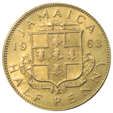 Монета 1/2 пенни 1963 года Ямайка (аверс)
