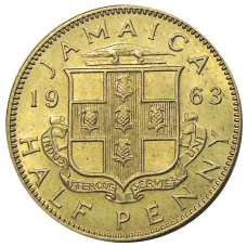 Монета 1/2 пенни 1963 года Ямайка (аверс)