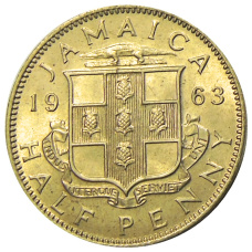 Монета 1/2 пенни 1963 года Ямайка (аверс)