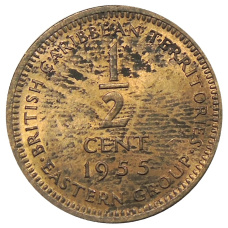 Монета 1/2 цента 1955 года Британские Восточные Карибы (аверс)