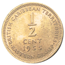 Монета 1/2 цента 1955 года Британские Восточные Карибы (аверс)