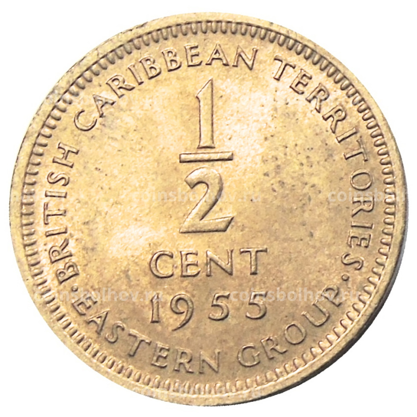 Монета 1/2 цента 1955 года Британские Восточные Карибы