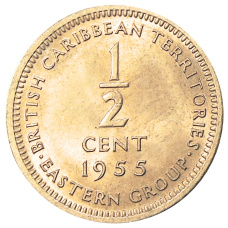 Монета 1/2 цента 1955 года Британские Восточные Карибы (аверс)