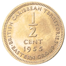 Монета 1/2 цента 1955 года Британские Восточные Карибы (аверс)