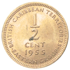 Монета 1/2 цента 1955 года Британские Восточные Карибы (аверс)