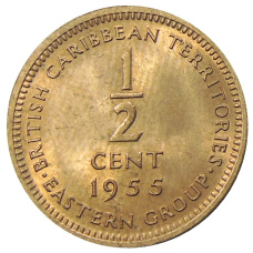Монета 1/2 цента 1955 года Британские Восточные Карибы (аверс)