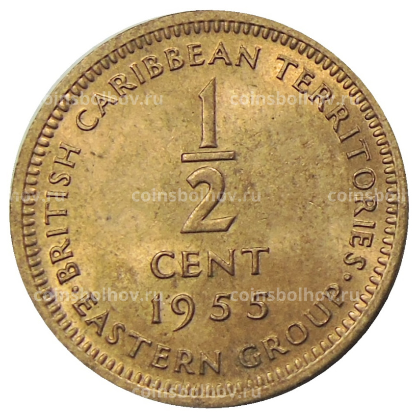 Монета 1/2 цента 1955 года Британские Восточные Карибы