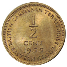 Монета 1/2 цента 1955 года Британские Восточные Карибы (аверс)