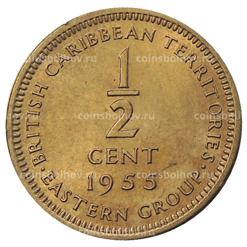 Монета 1/2 цента 1955 года Британские Восточные Карибы