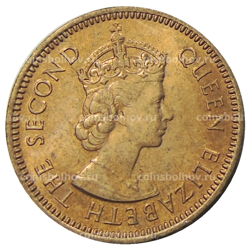 Монета 1/2 цента 1955 года Британские Восточные Карибы (вид 2)