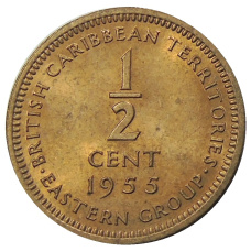 Монета 1/2 цента 1955 года Британские Восточные Карибы (аверс)