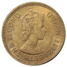 Монета 1/2 цента 1955 года Британские Восточные Карибы (реверс)