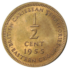 Монета 1/2 цента 1955 года Британские Восточные Карибы (аверс)